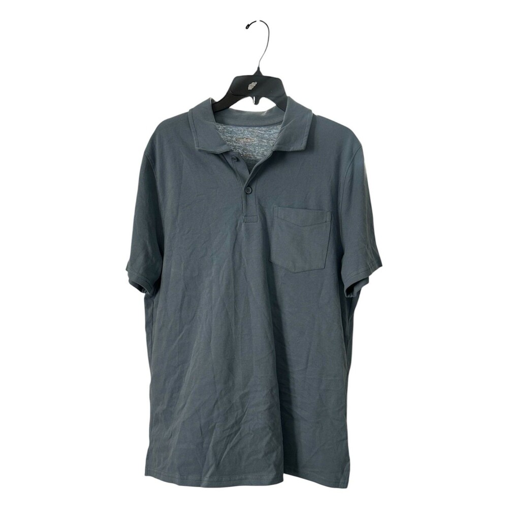 Men's Blue Grey Polo Shirt Size L